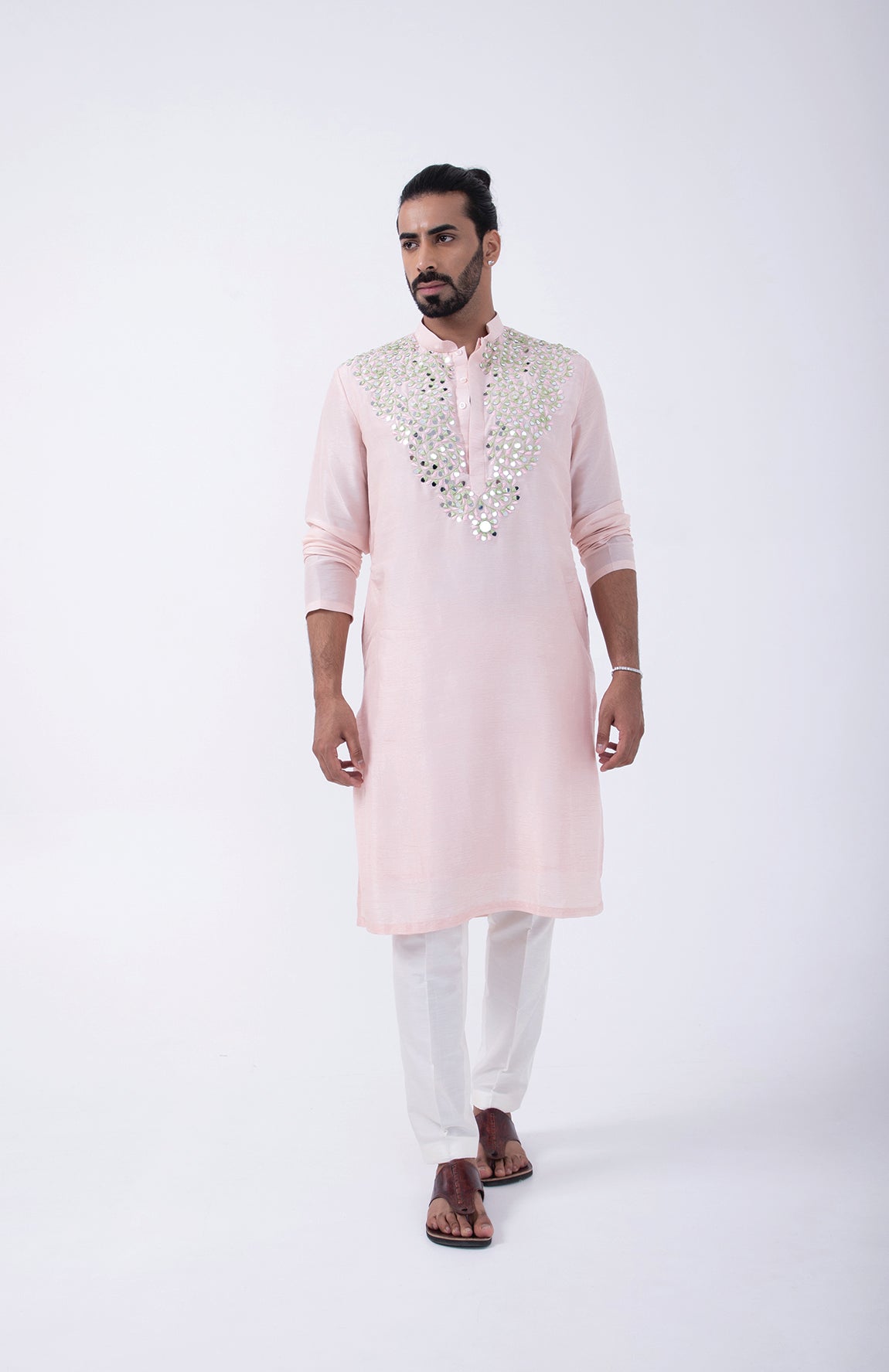 PINK COLORFUL CLUSTER KURTA SET