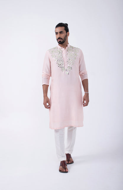 PINK COLORFUL CLUSTER KURTA SET