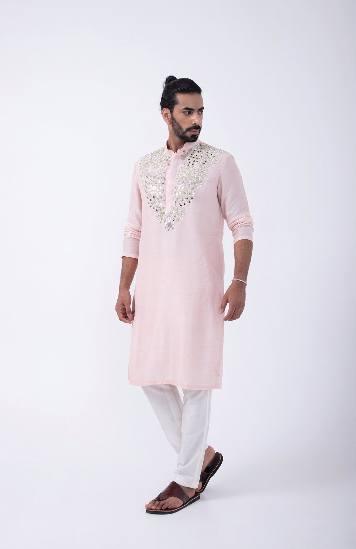 PINK COLORFUL CLUSTER KURTA SET