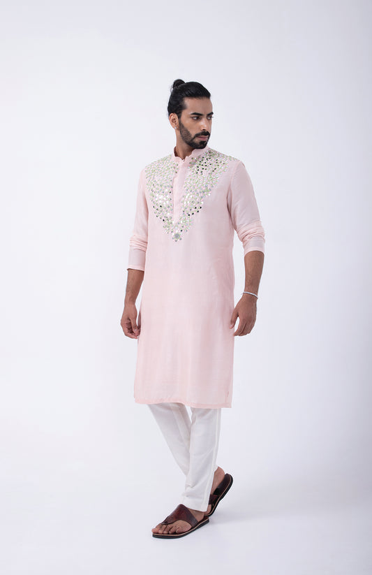 PINK COLORFUL CLUSTER KURTA SET