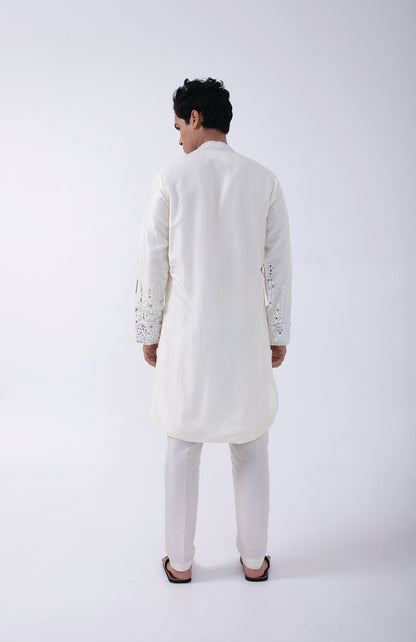 IVORY HEAVY EMB GAP KURTA SET