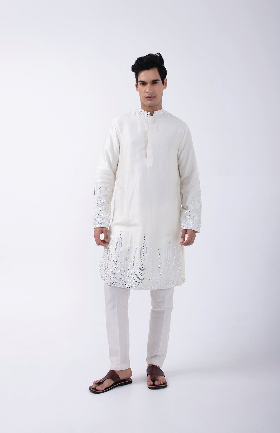 IVORY HEAVY EMB GAP KURTA SET