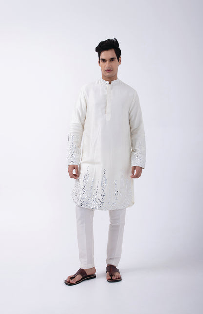 IVORY HEAVY EMB GAP KURTA SET