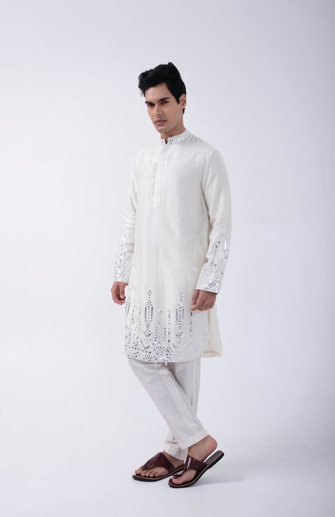 IVORY HEAVY EMB GAP KURTA SET