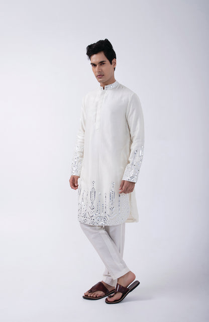 IVORY HEAVY EMB GAP KURTA SET