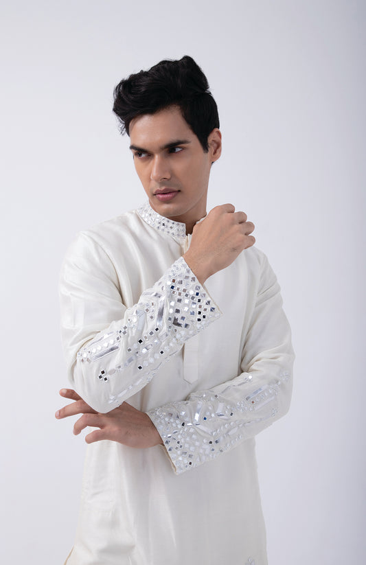 IVORY HEAVY EMB GAP KURTA SET