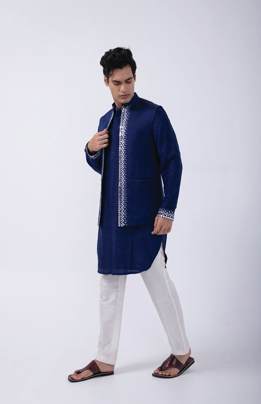 BLUE SILVER HAND EMB OPEN BUNDI