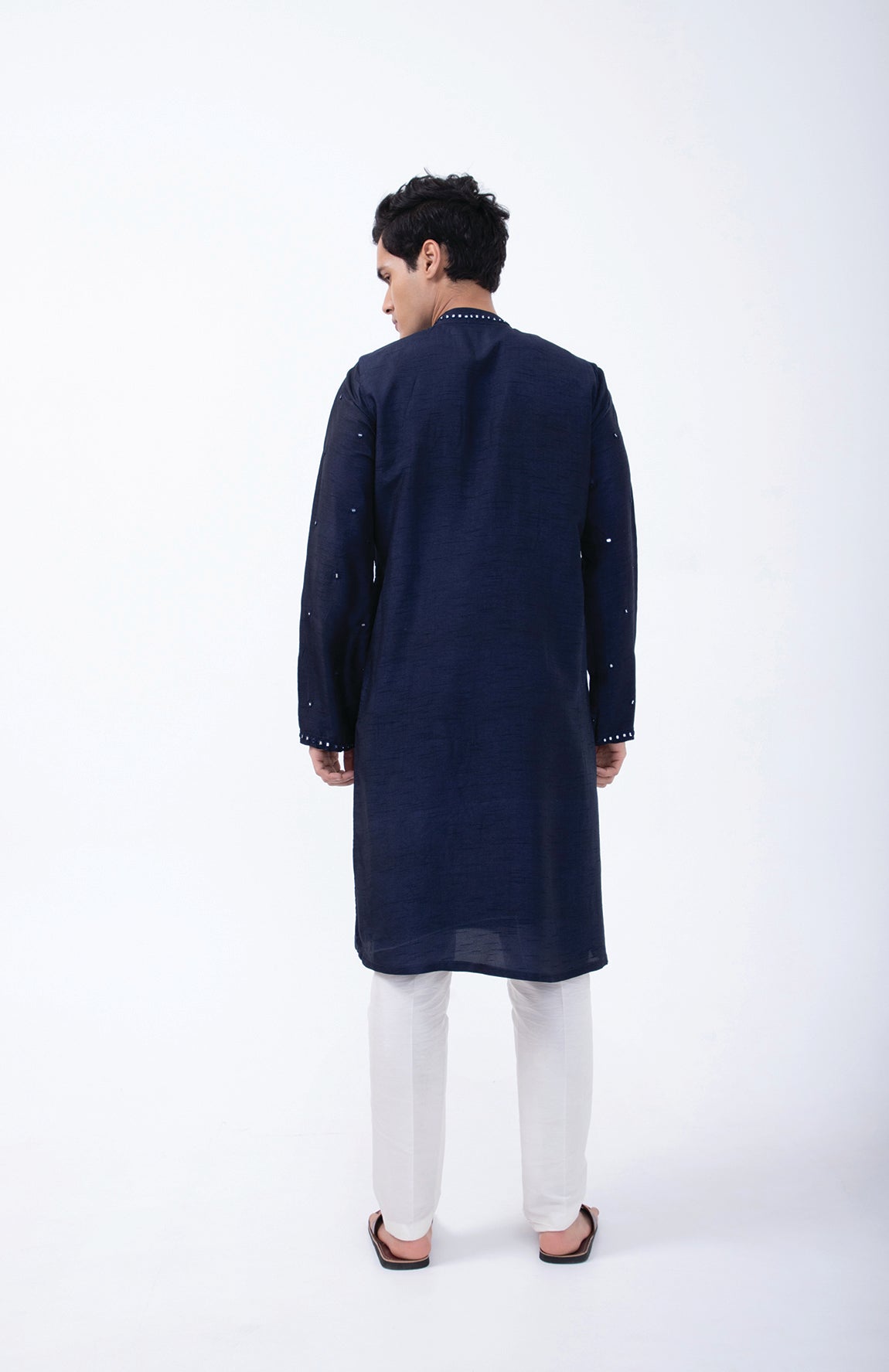 NAVY DIFFERENT MIRROR EMBRIODERED KURTA SET