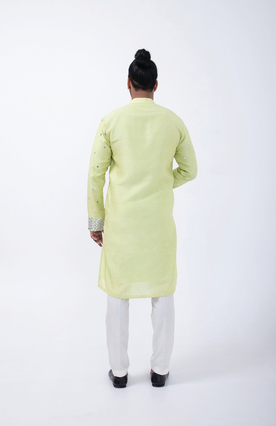 MINT GREEN WITH SILVER MIRROR DOWN PLACMENT KURTA SET