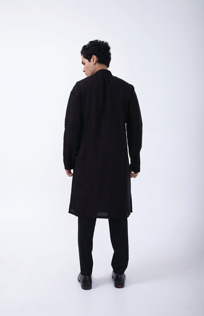 BLACK PINTUCK KURTA