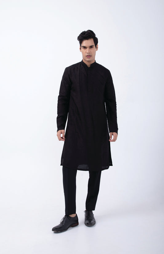 BLACK PINTUCK KURTA