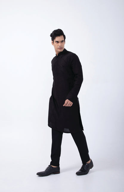 BLACK PINTUCK KURTA