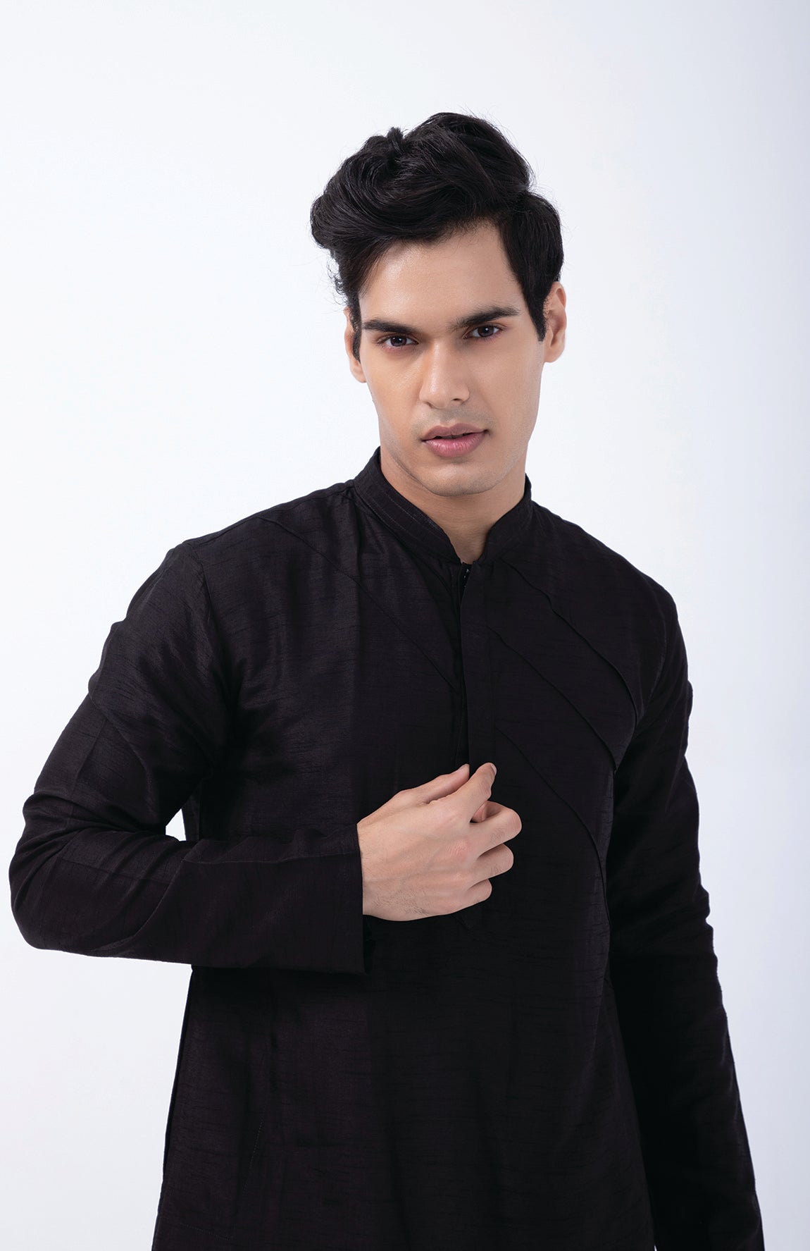BLACK PINTUCK KURTA