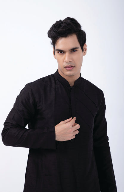 BLACK PINTUCK KURTA