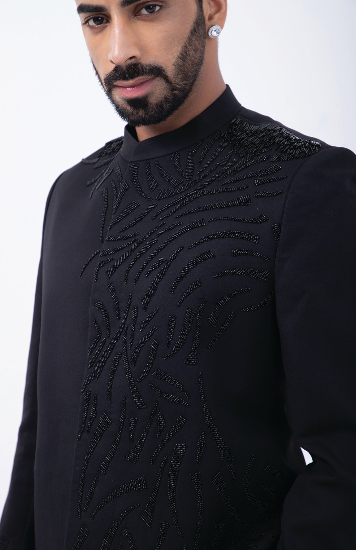 BLACK 3D EMBRIODERED BANDGHALA SET