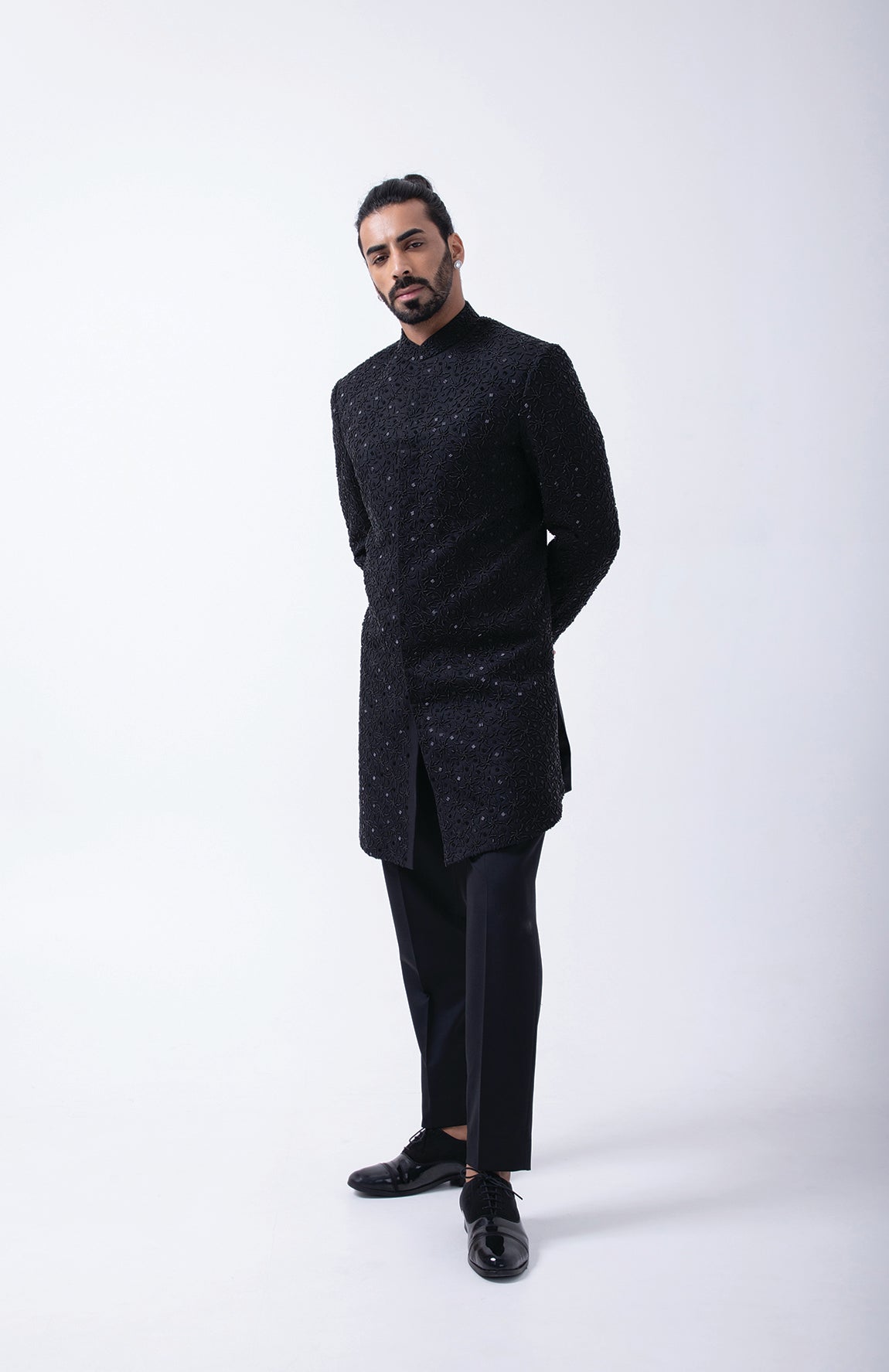 BLACK HEAVY WEB HAND EMBRIODERED INDOWESTERN