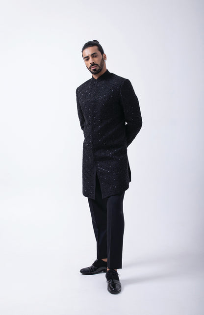 BLACK HEAVY WEB HAND EMBRIODERED INDOWESTERN