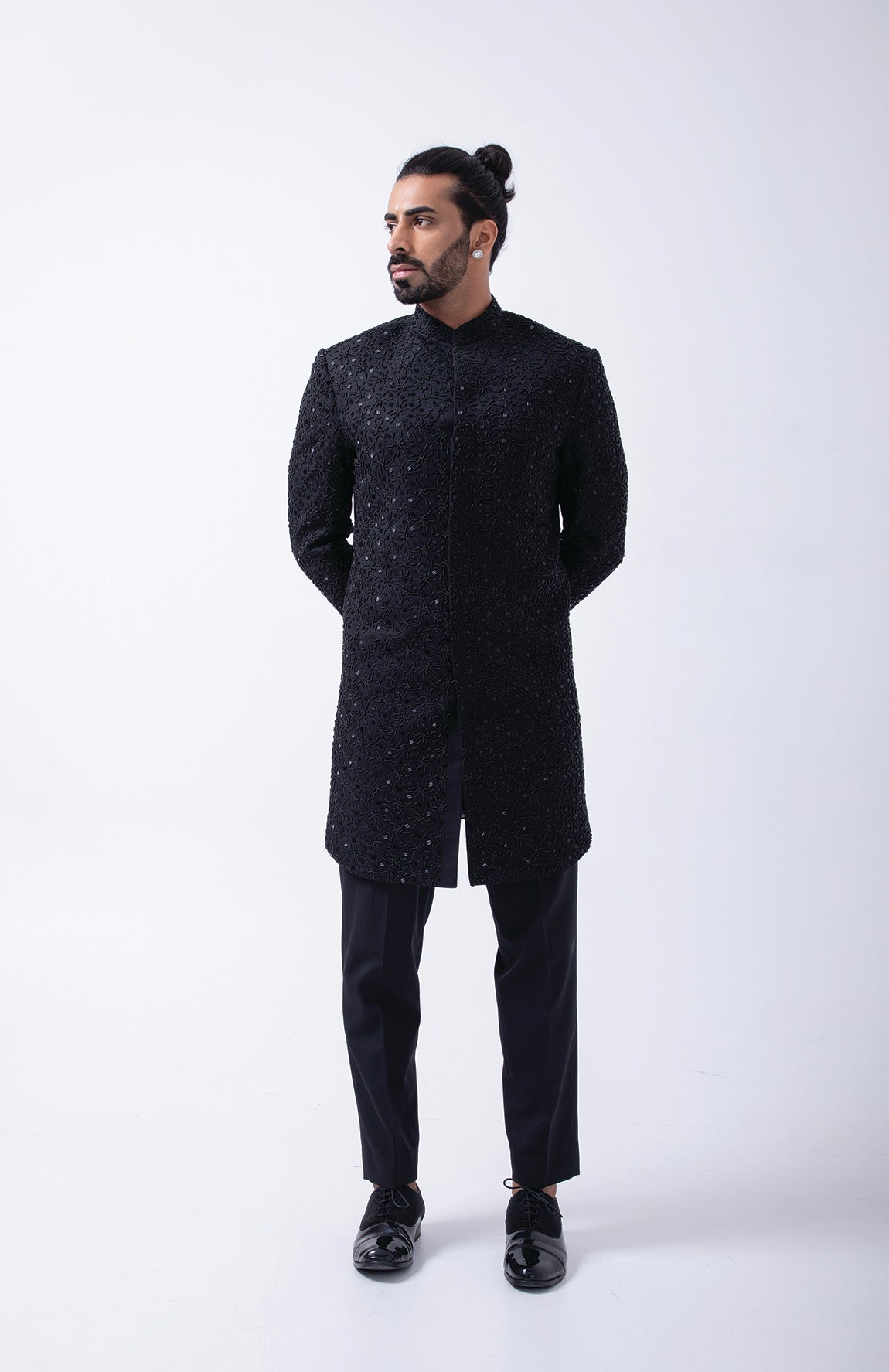 BLACK HEAVY WEB HAND EMBRIODERED INDOWESTERN