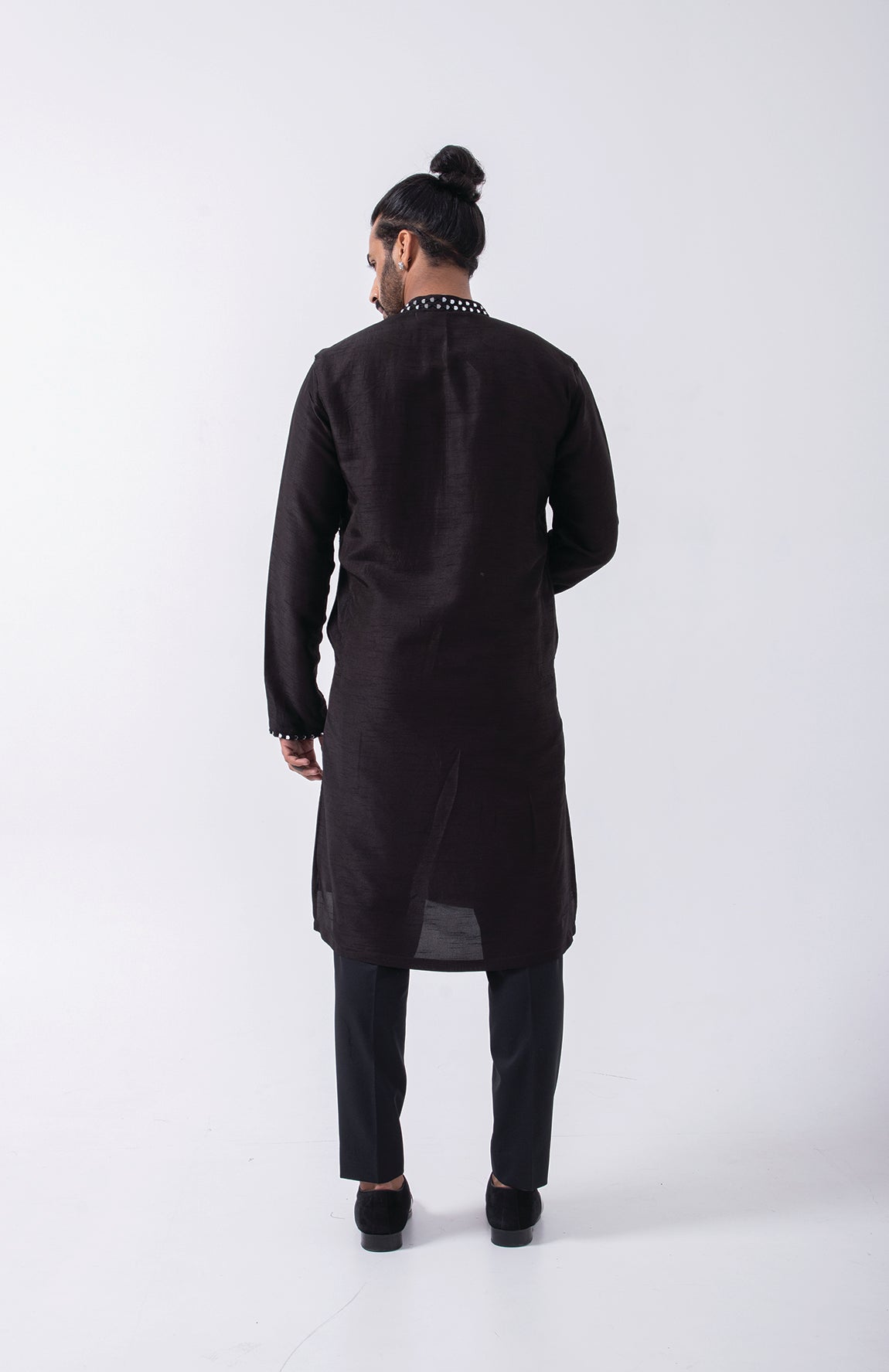 BLACK HALF MIRROR EMBRIODERY KURTA SET