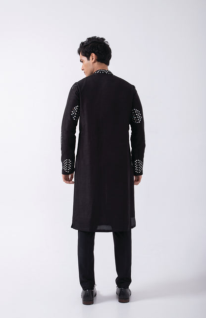 BLACK ALL OVER MIRROR EMBRIODERY KURTA SET
