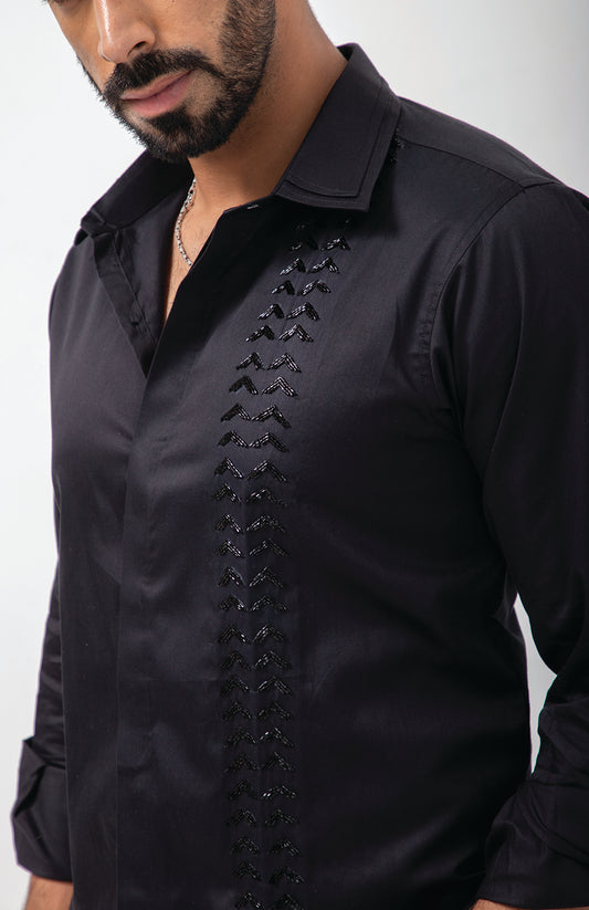 BLACK SIDE ABSTRACT KARDANA SHIRT