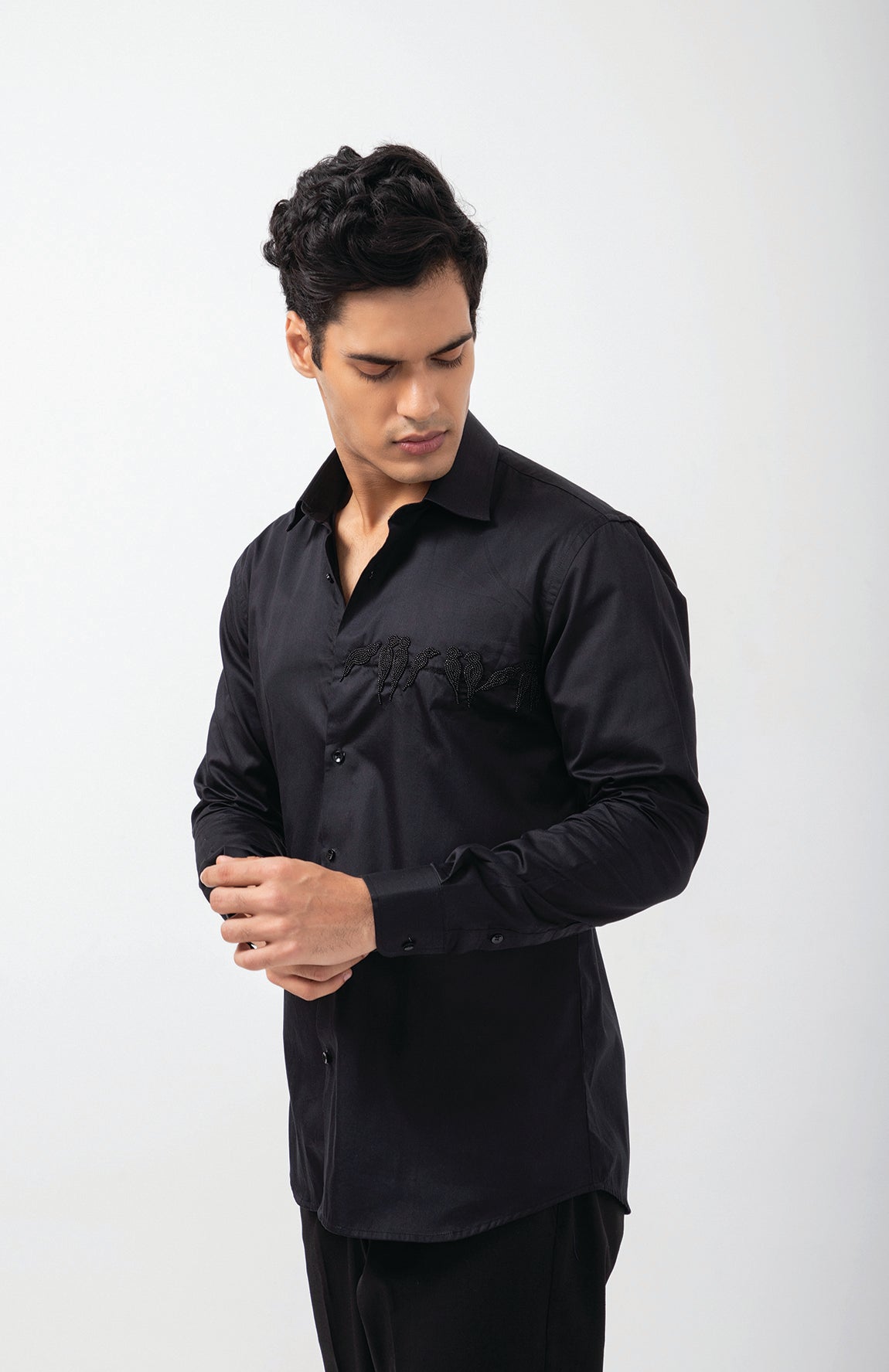 BLACK BIRDS ON  BRANCH SHIRT